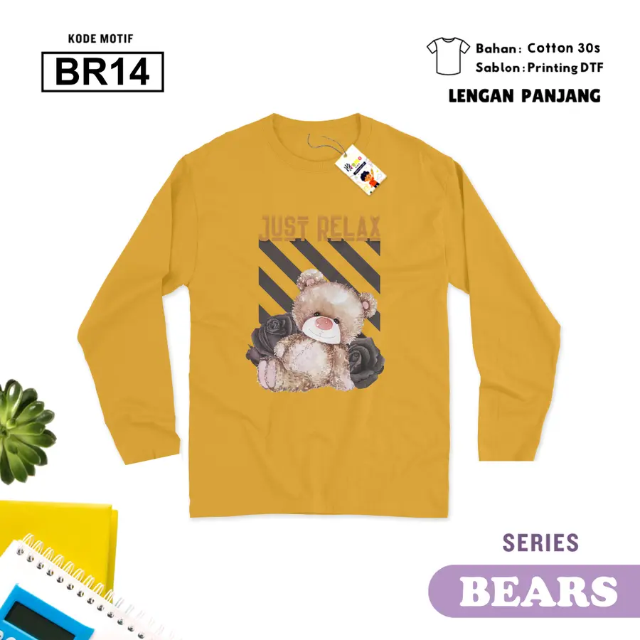 BR14 - Kaos Dewasa Cotton 30s Panjang [Varian: M / Hitam]