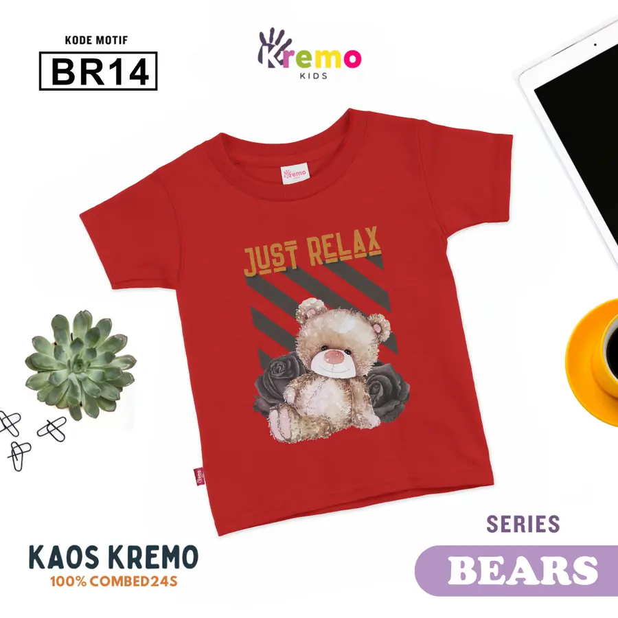 BR14 - Kaos Kids Combed 24s Pendek [Varian: S (3-4 y) / Biru]