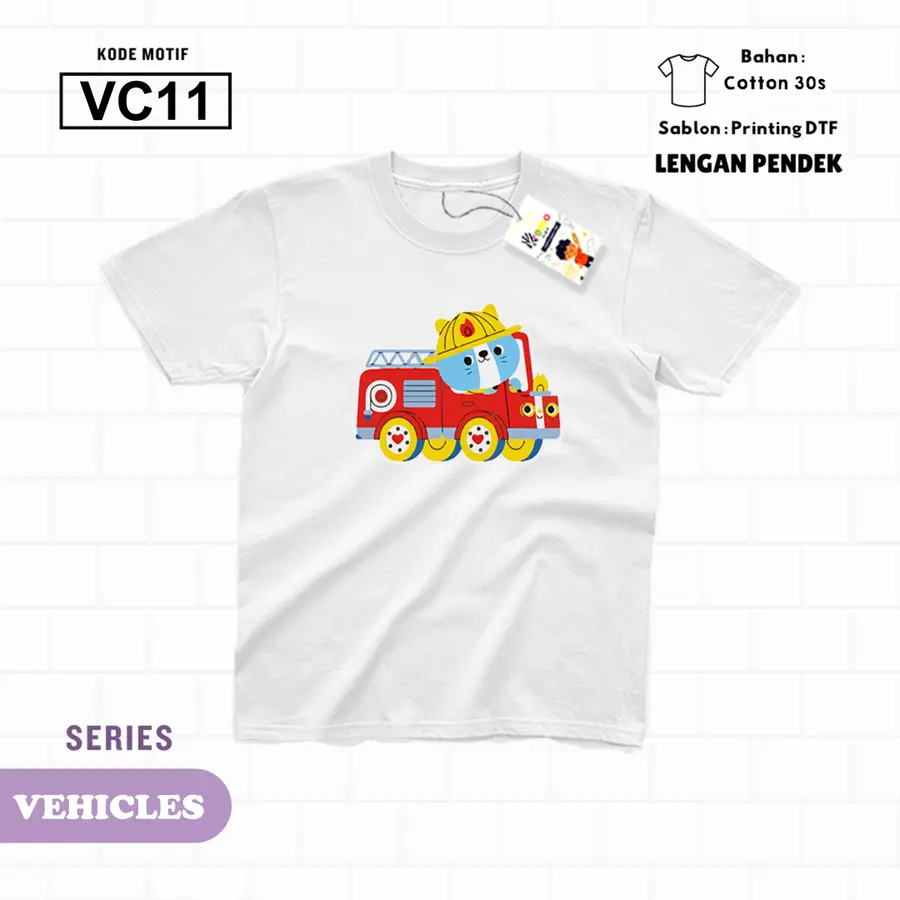 VC11 - Kaos Kids/Junior Cotton 30s Pendek [Varian: S Kids (1-2 y) / Biru Turkish]
