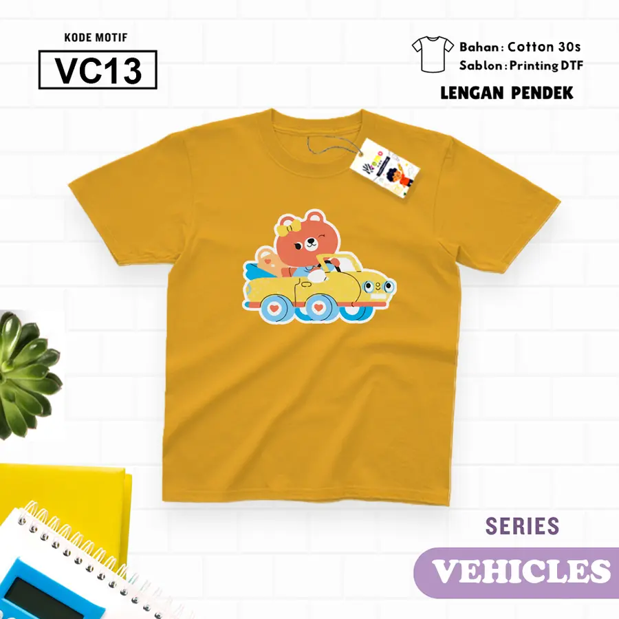 VC13 - Kaos Kids/Junior Cotton 30s Pendek [Varian: S Kids (1-2 y) / Biru Turkish]