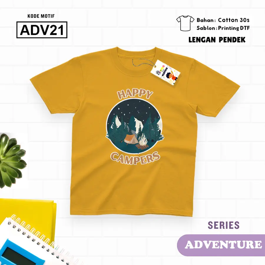 ADV21 - Kaos Kids/Junior Cotton 30s Pendek [Varian: S Kids (1-2 y) / Biru Turkish]