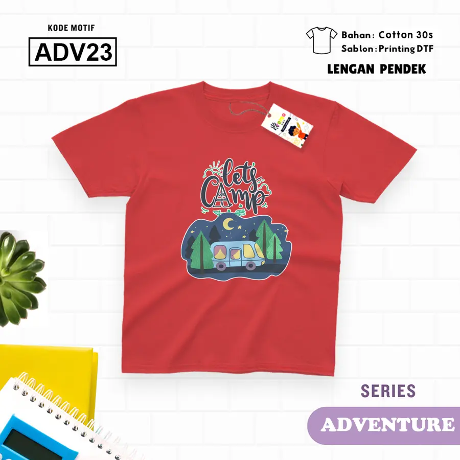 ADV23 - Kaos Kids/Junior Cotton 30s Pendek [Varian: S Kids (1-2 y) / Biru Turkish]