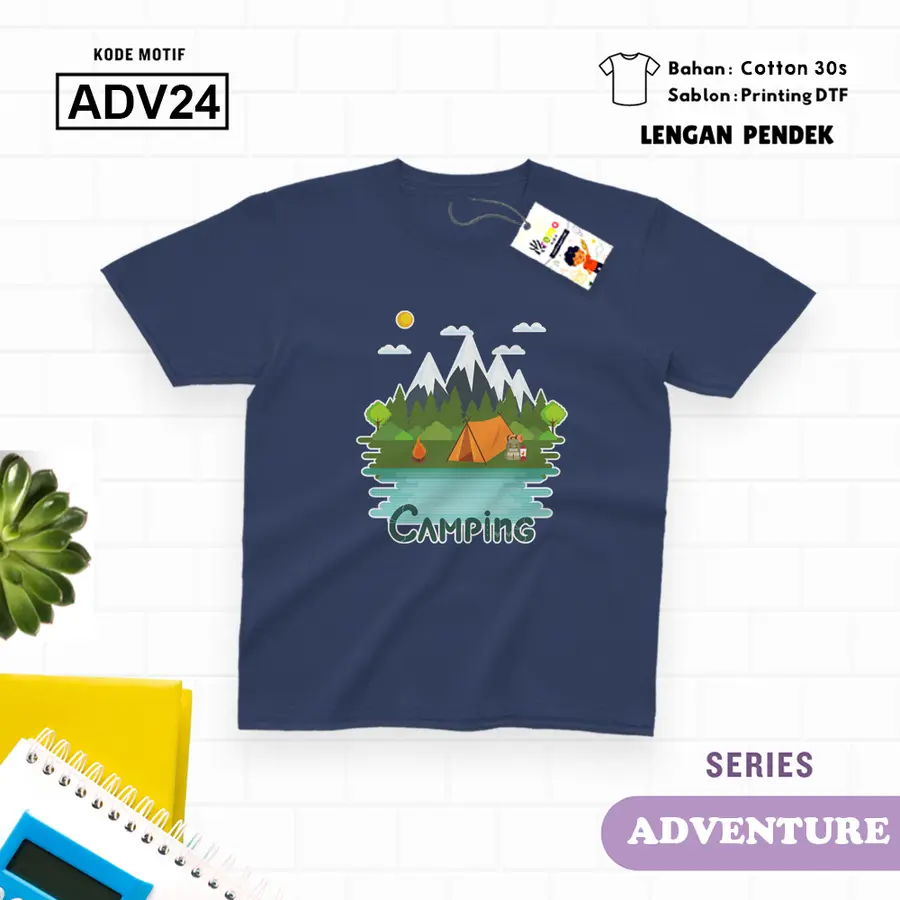 ADV24 - Kaos Kids/Junior Cotton 30s Pendek [Varian: S Kids (1-2 y) / Biru Turkish]