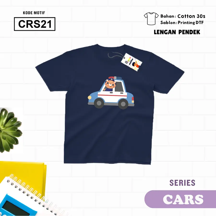CRS21- Kaos Kids/Junior Cotton 30s Pendek [Varian: S Kids (1-2 y) / Biru Turkish]