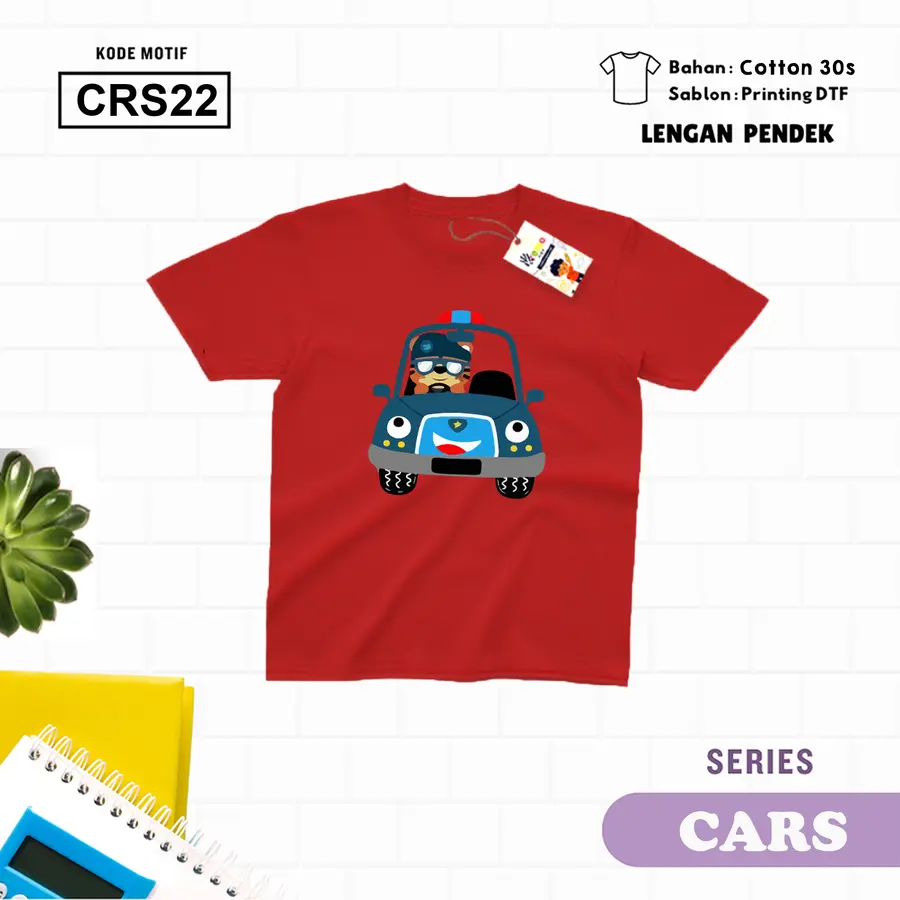 CRS22- Kaos Kids/Junior Cotton 30s Pendek [Varian: S Kids (1-2 y) / Biru Turkish]