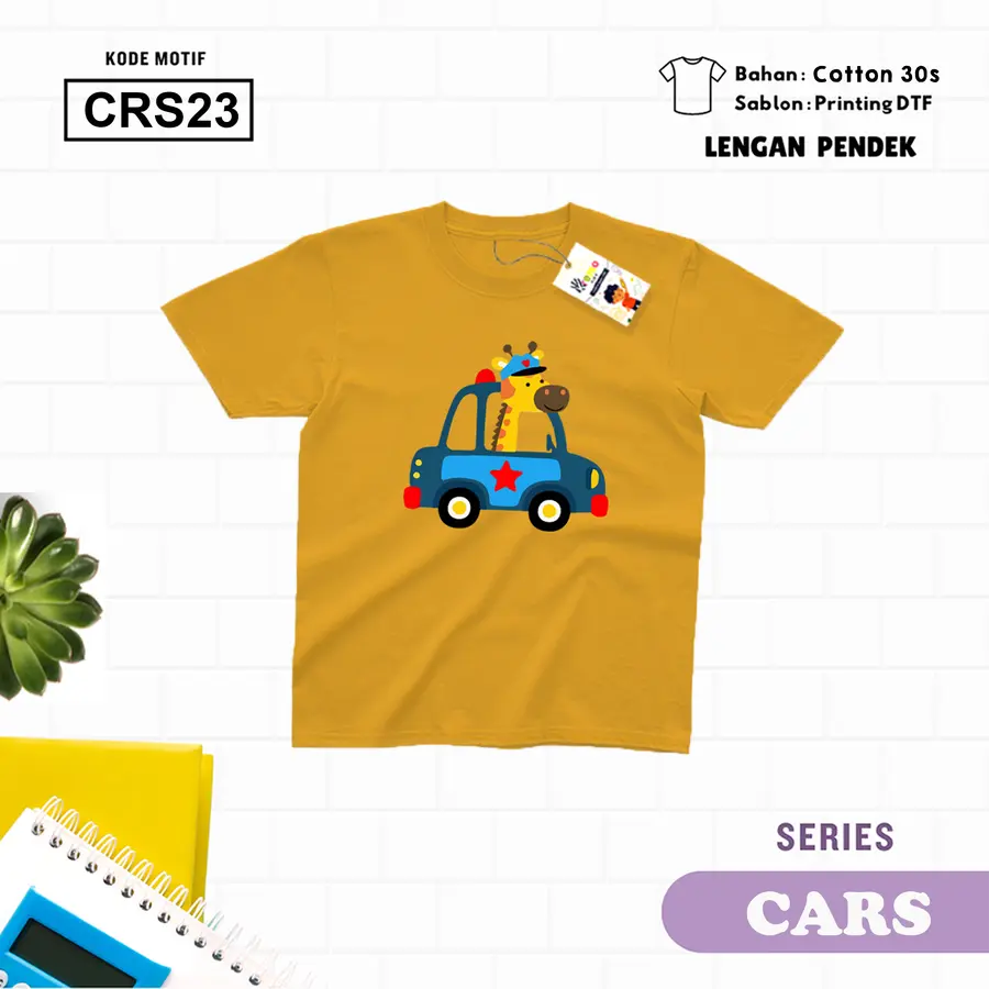 CRS23- Kaos Kids/Junior Cotton 30s Pendek [Varian: S Kids (1-2 y) / Biru Turkish]
