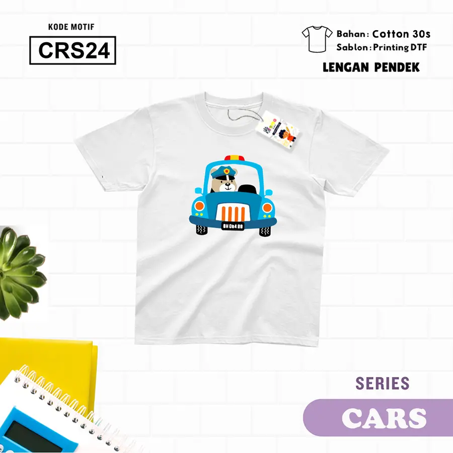 CRS24- Kaos Kids/Junior Cotton 30s Pendek [Varian: S Kids (1-2 y) / Biru Turkish]