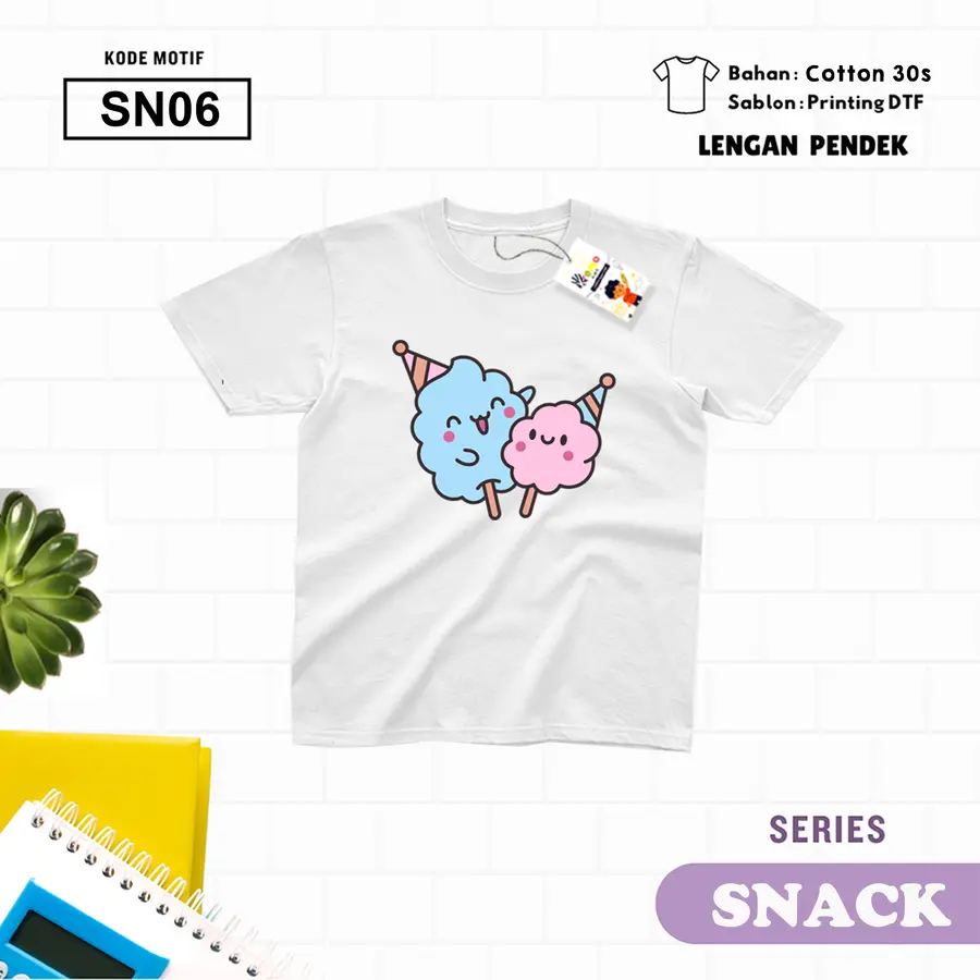 SN06 - Kaos Kids/Junior Cotton 30s Pendek [Varian: S Kids (1-2 y) / Biru Turkish]