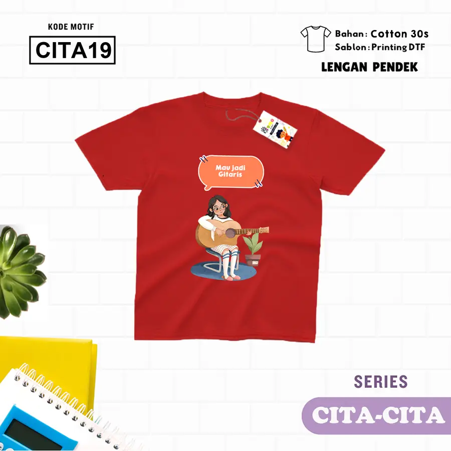 CITA19 - Kaos Kids/Junior Cotton 30s Pendek [Varian: L Junior (11-12 y) / Biru Turkish]