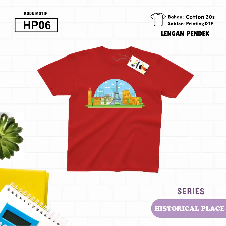 HP06 - Kaos Kids/Junior Cotton 30s Pendek [Varian: L Junior (11-12 y) / Biru Turkish]
