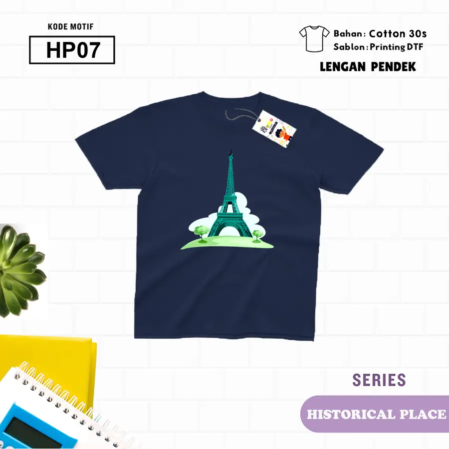 HP07 - Kaos Kids/Junior Cotton 30s Pendek [Varian: L Junior (11-12 y) / Biru Turkish]