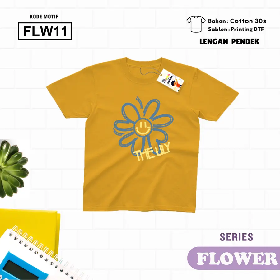 FLW11 - Kaos Kids/Junior Cotton 30s Pendek [Varian: S Kids (1-2 y) / Biru Turkish]