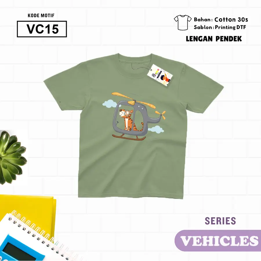VC15 - Kaos Kids/Junior Cotton 30s Pendek [Varian: S Kids (1-2 y) / Biru Turkish]