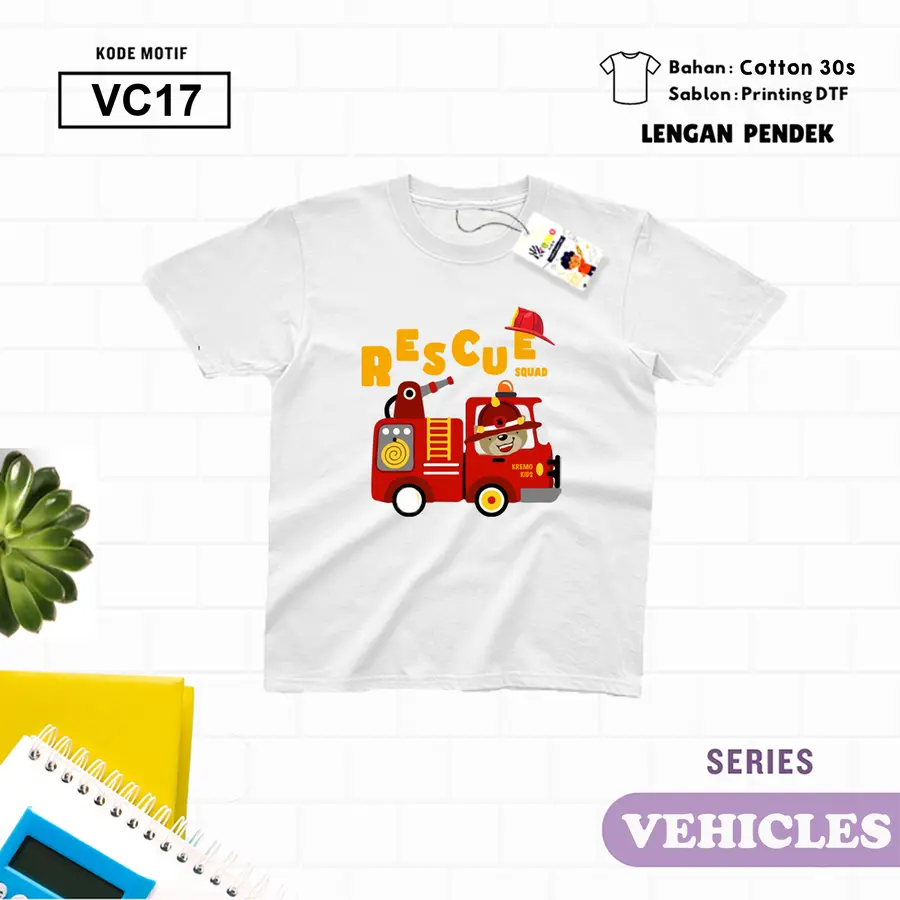 VC17 - Kaos Kids/Junior Cotton 30s Pendek [Varian: S Kids (1-2 y) / Biru Turkish]