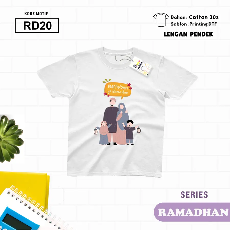 RD20 - Kaos Kids/Junior Cotton 30s Pendek [Varian: L Junior (11-12 y) / Biru Turkish]
