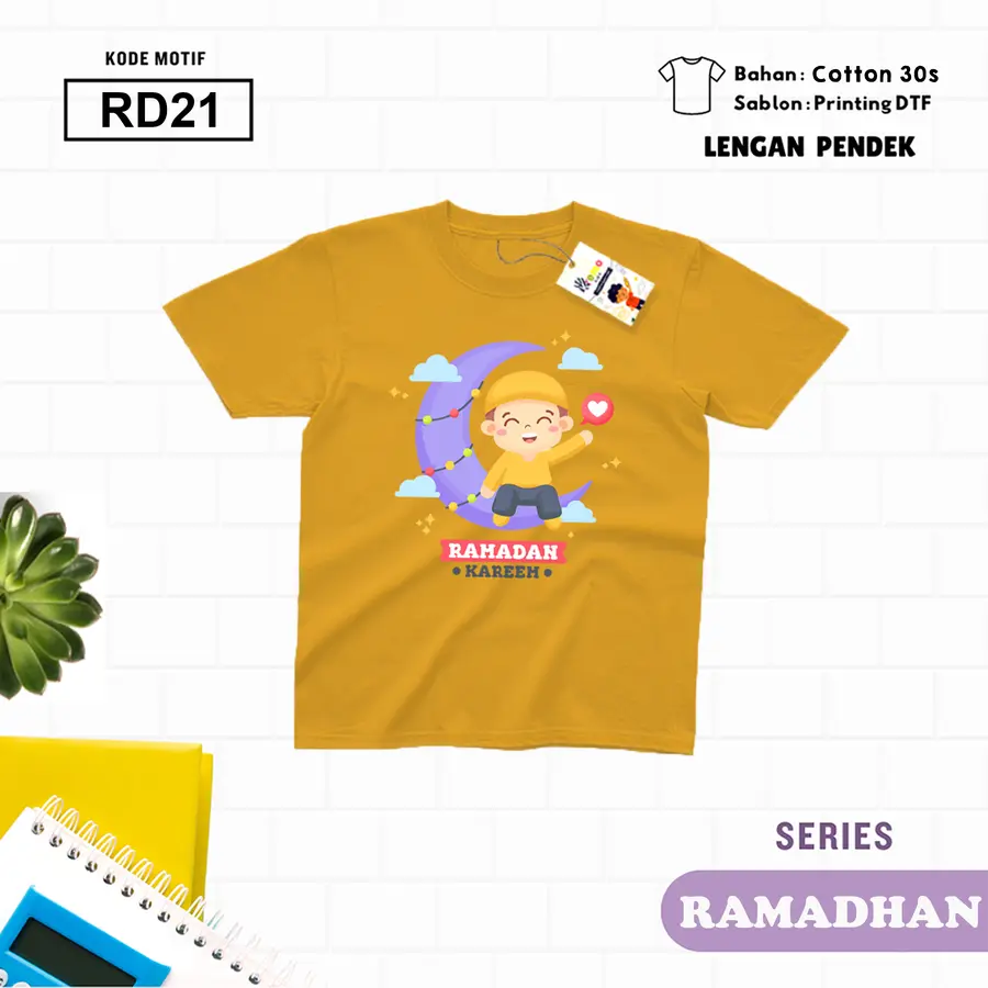 RD21 - Kaos Kids/Junior Cotton 30s Pendek [Varian: L Junior (11-12 y) / Biru Turkish]