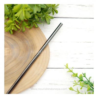 Stainless Steel Straw Lurus Black (Sedotan Metal Ramah Lingkungan)
