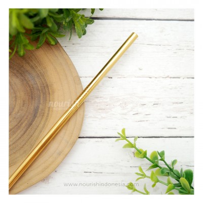 Stainless Steel Straw Lurus Gold (Sedotan Metal Ramah Lingkungan)