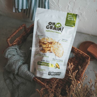 Oh Ma Grain, Organic Brown Rice Cakes Roasted Corn 45 gr