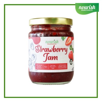 STRAWBERRY JAM VEGAN (SELAI STRAWBERRY) LOW KALORI, TANPA GULA PASIR 225GR
