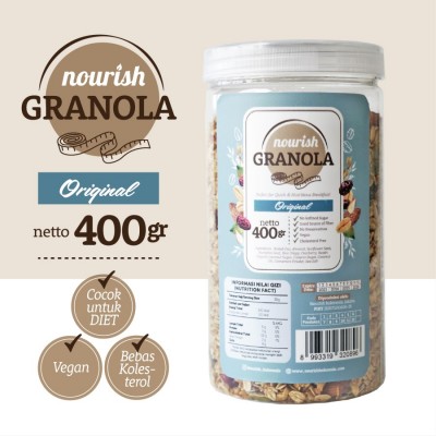 Nourish Granola Original Bebas Kolesterol Tinggi Serat Vegan - 380 Gram