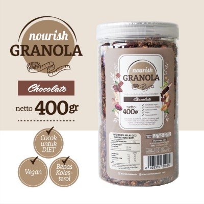 Nourish Granola Chocolate Bebas Kolesterol Tinggi Serat Vegan - 380 Gram