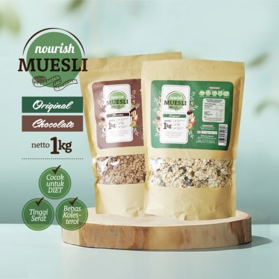 Bundling Nourish Muesli Original&Chocolate Ukuran 1Kg Bebas Kolesterol