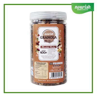 Nourish Granola Chocolate Cashew - Kacang Mede (Bebas Kolesterol, Tinggi Serat, Vegan) - 380 gr