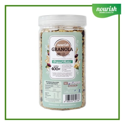 Nourish Granola Original Cashew - Kacang Mede (Bebas Kolesterol, Tinggi Serat, Vegan) 380 gr