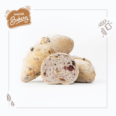 Vegan Dried Fruits & Walnut Sourdough - 100% Sourdough Soft Bread dengan Dried Fruits & Walnut