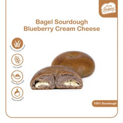 Bagel Blueberry Cream Cheese - 100% Sourdough Bagel Blueberry dengan isian Cream Cheese Long Fermentation 100gr