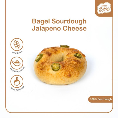 Bagel Cheese & Jalapeno - 100% Sourdough Bagel Keju & Jalapeno Long Fermentation 100gr