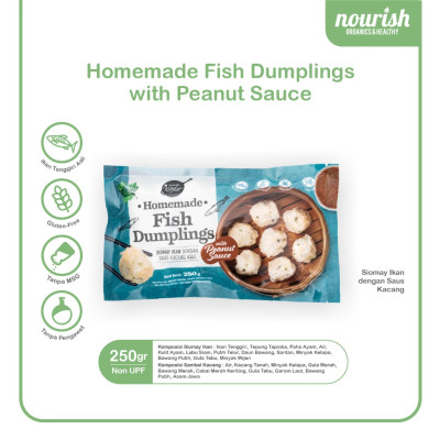 Homemade Dumpling Nourish Kitchen Original - Siomay Ikan Tenggiri Bebas Gluten, Tanpa MSG, Tanpa Pengawet, Dengan Saus Kacang Asli 250 gr - Ikan
