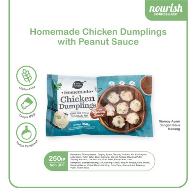 Homemade Dumpling Nourish Kitchen Original - Siomay Ayam Bebas Gluten, Tanpa MSG, Tanpa Pengawet, Dengan Saus Kacang Asli 250 gr - Ayam
