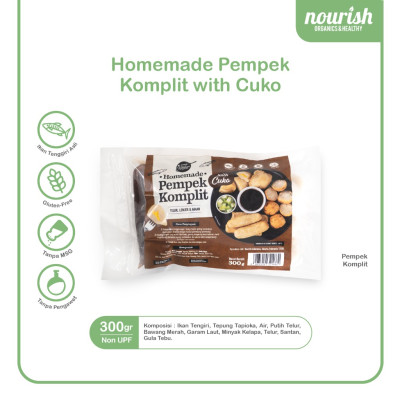 Homemade Pempek Komplit Nourish Kitchen - Telur, Lenjer & Adaan Bebas Gluten Dengan Tenggiri Asli Lengkap dengan Cuko 300 gr