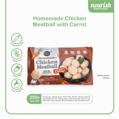 Homemade Chicken Meatball Nourish Kitchen - Bakso Ayam Bebas Gluten, Tanpa MSG, Tanpa Pengawet 250 gr - Wortel
