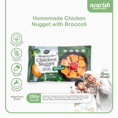 Homemade Chicken Nugget Nourish Kitchen - Nugget Ayam Bebas Gluten, Tanpa MSG, Tanpa Pengawet 250 gr - Brokoli