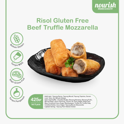Homemade Risol Frozen Nourish Kitchen - Bebas Gluten, Tanpa MSG, Tanpa Pengawet, Rempah Alami 425 gr (isi 5) - Beef Truffle Mozza